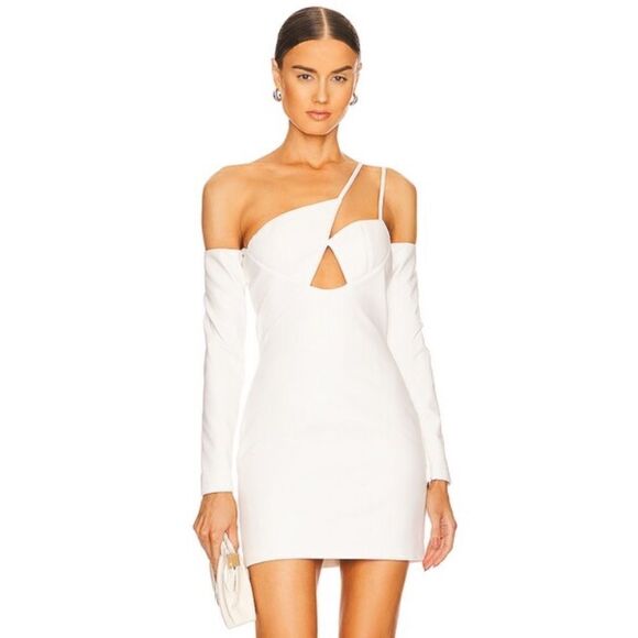 NWT CEREN OCAK Revolve Cut Out Dress in White Small Faux Leather - Picture 1 of 15